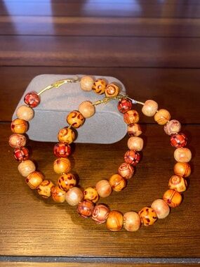 Brown Hoop Earring Large